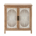 Farmhouse Natural Wood 2-Door Storage Cabinet