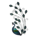 Blue and Green Peacock Metal and Glass Wall Decor, Indoor and Outdoor Decoration