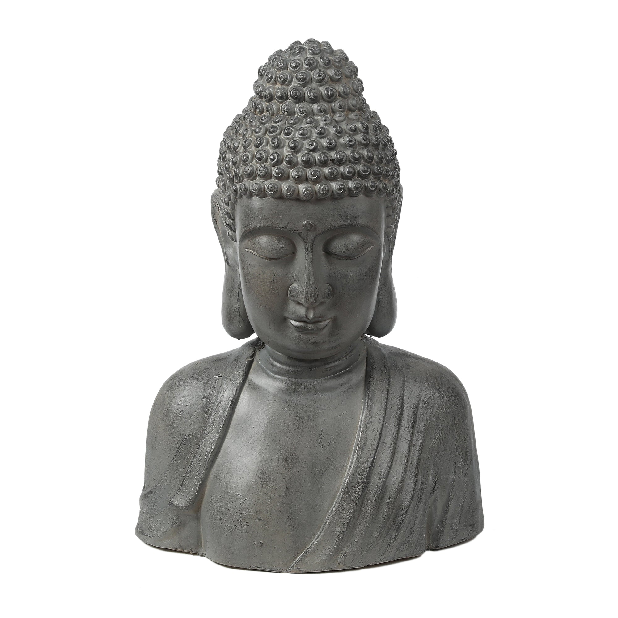 Gray MgO 16.1in. H Buddha Bust Garden Statue