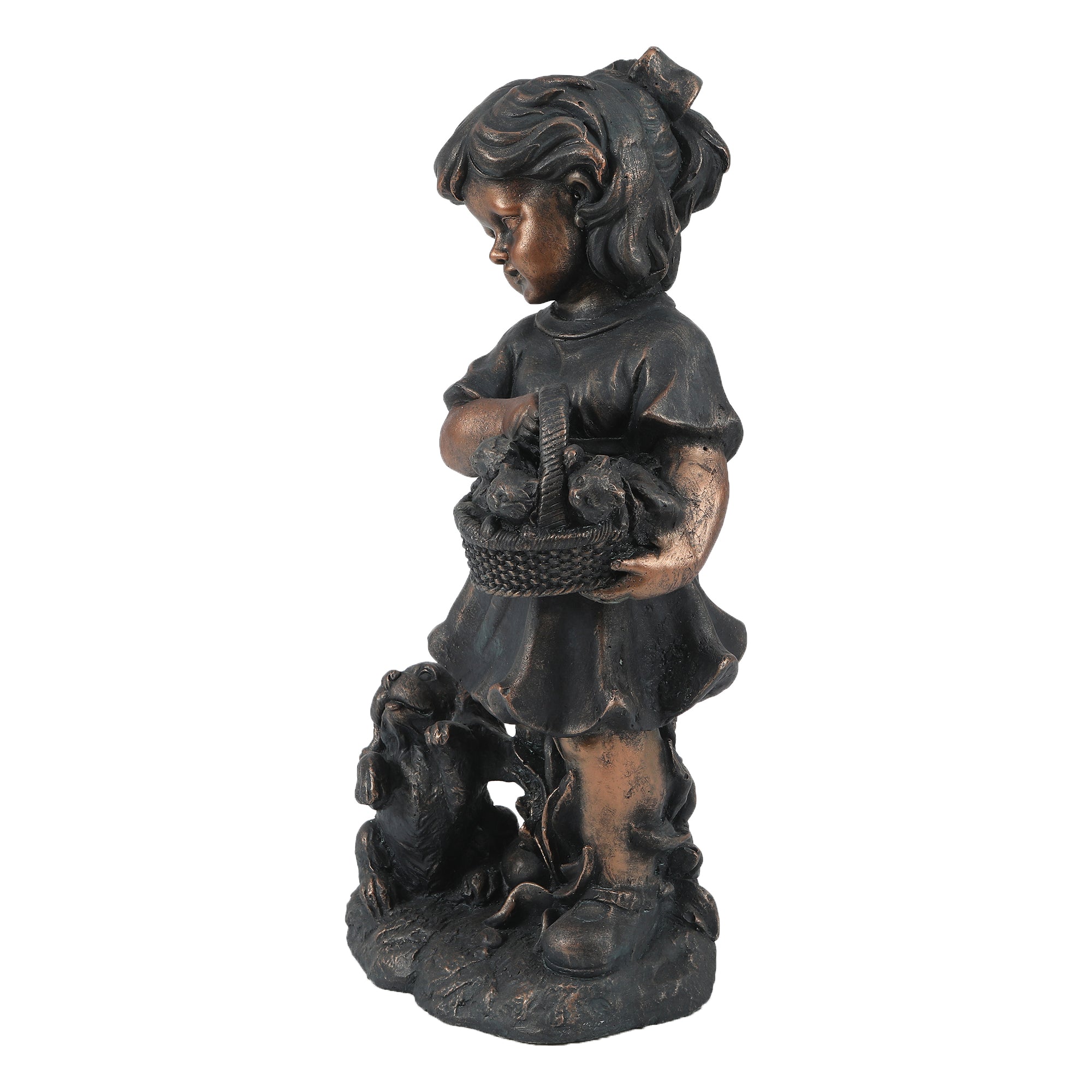 Girl and Bunny MgO Outdoor Decorative Garden Statue, 21.9"