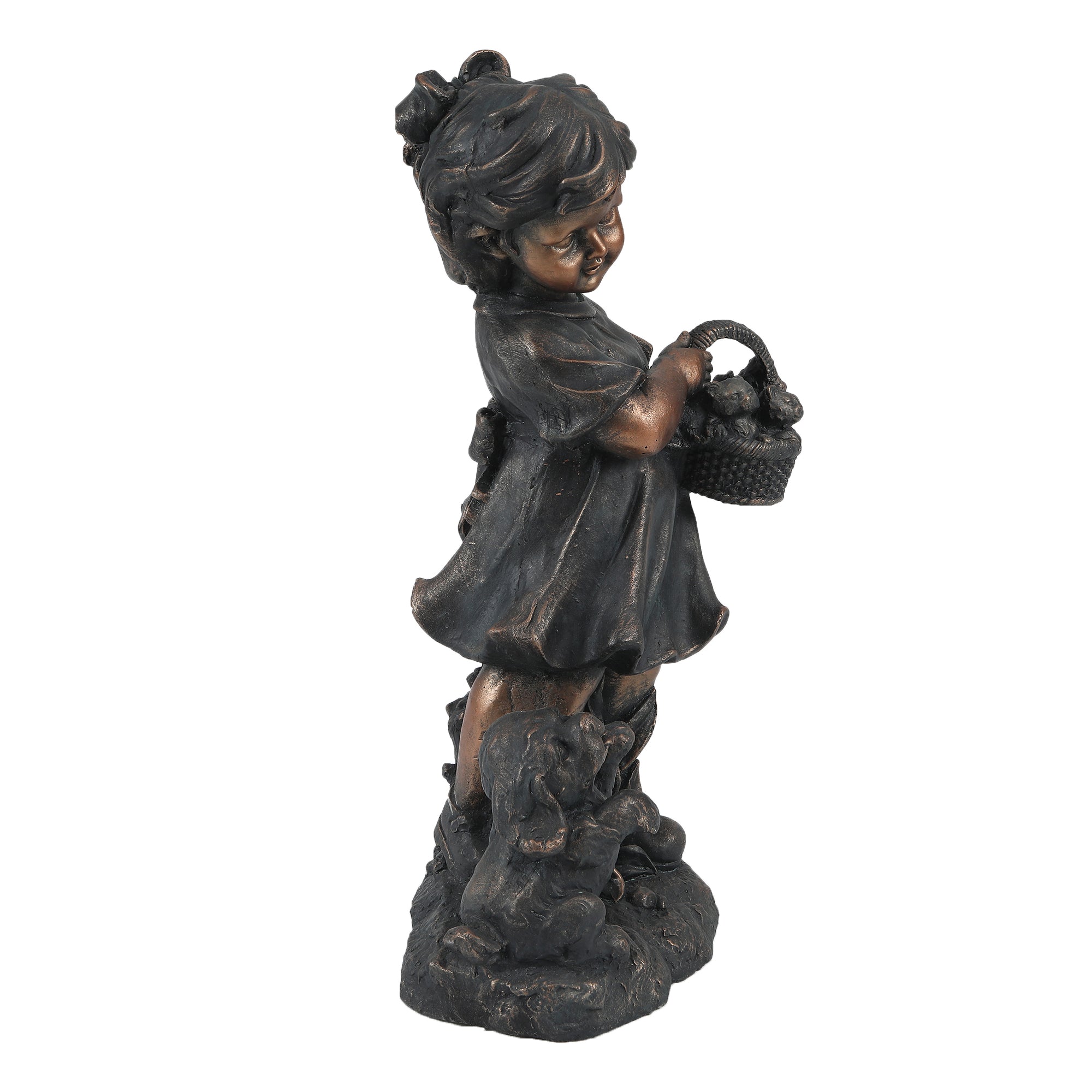 Girl and Bunny MgO Outdoor Decorative Garden Statue, 21.9"