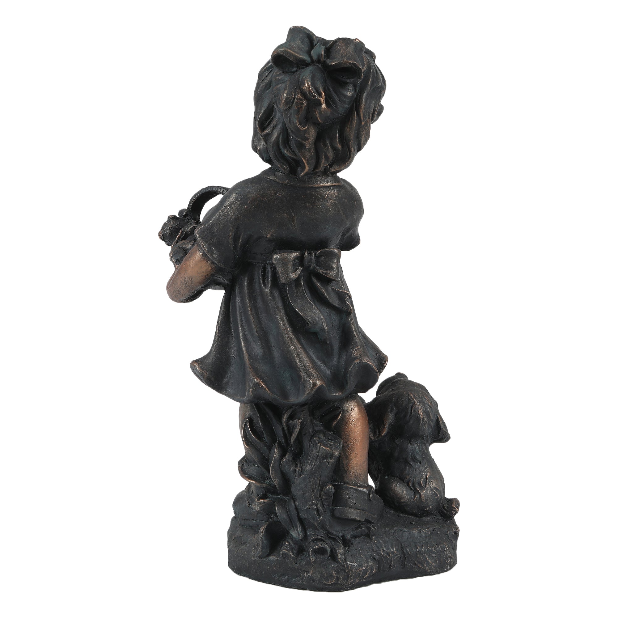 Girl and Bunny MgO Outdoor Decorative Garden Statue, 21.9"