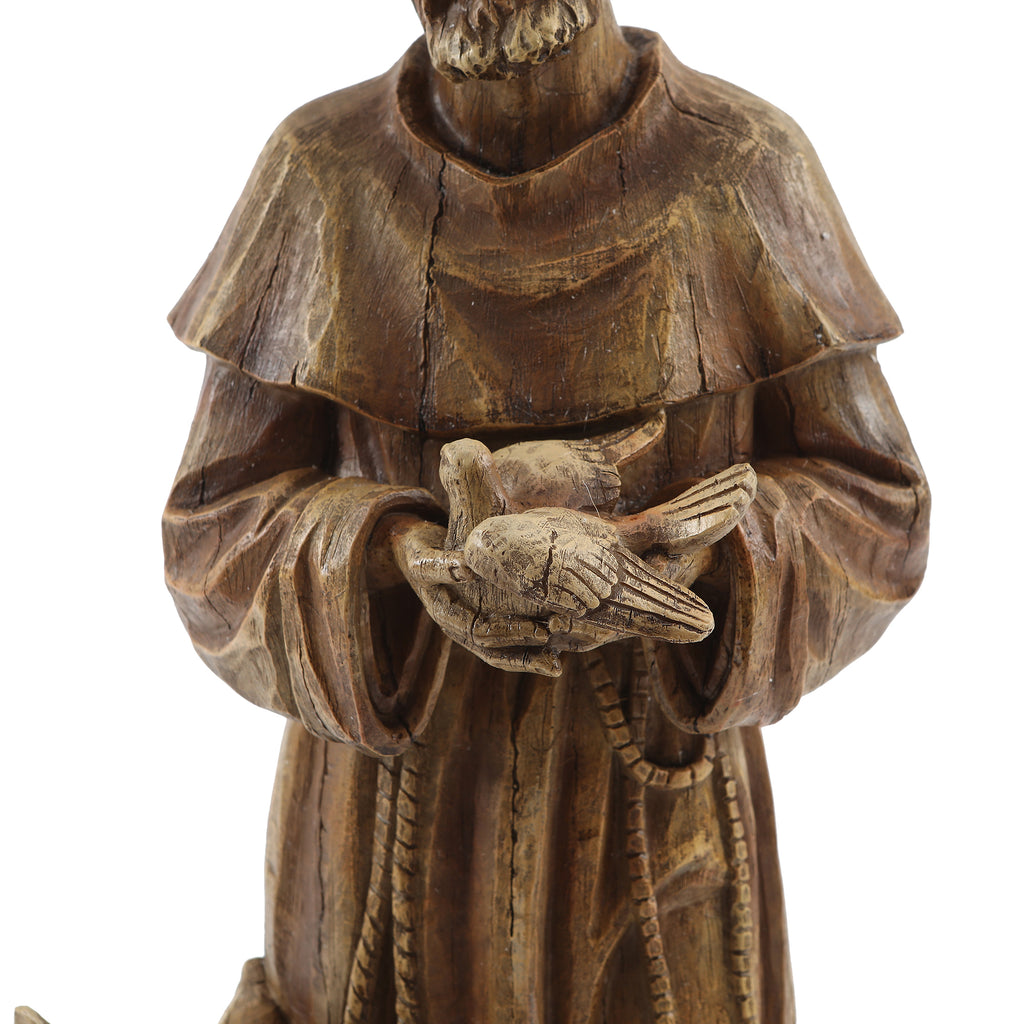 Saint Francis Resin Outdoor Religious Garden Statue, 24.6"