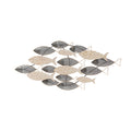 Metal and Wood School of Fish Wall Decor