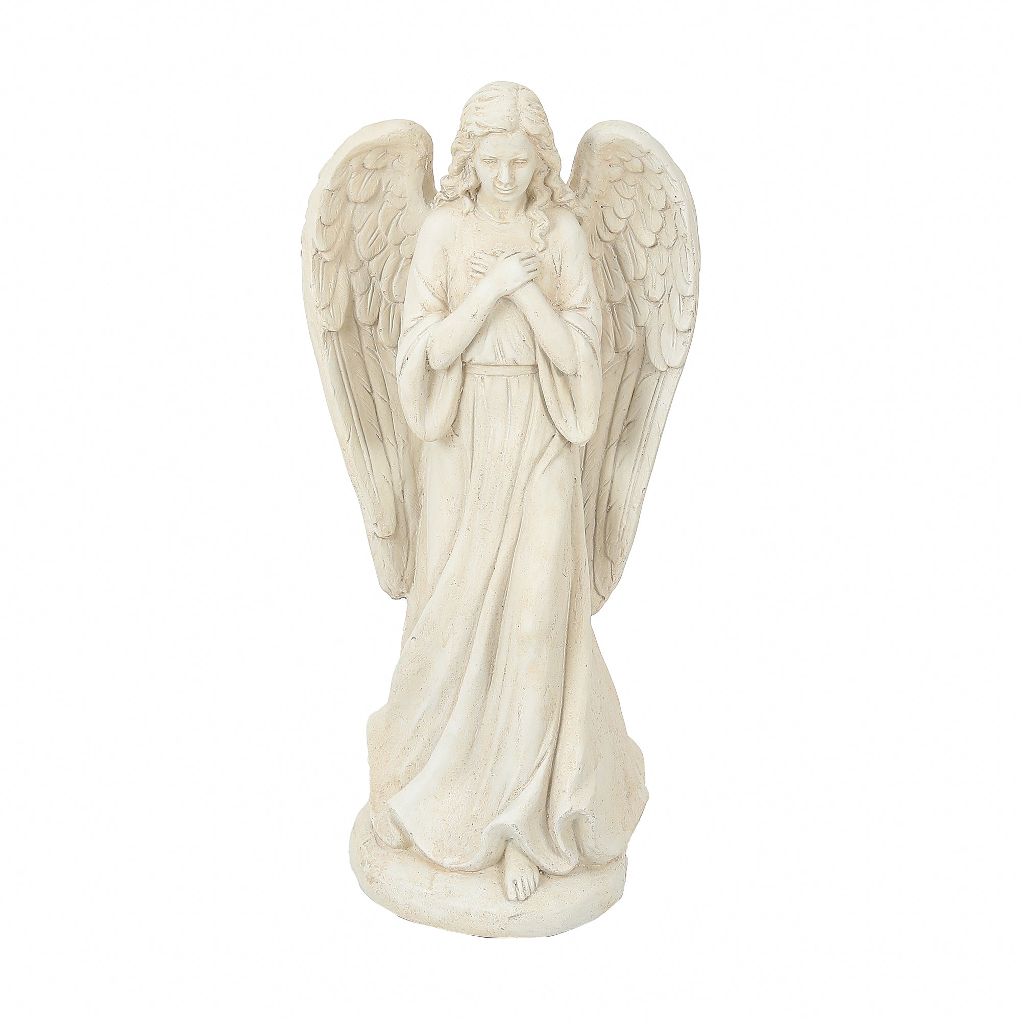 Off White MgO Serene Standing Angel Garden Statue