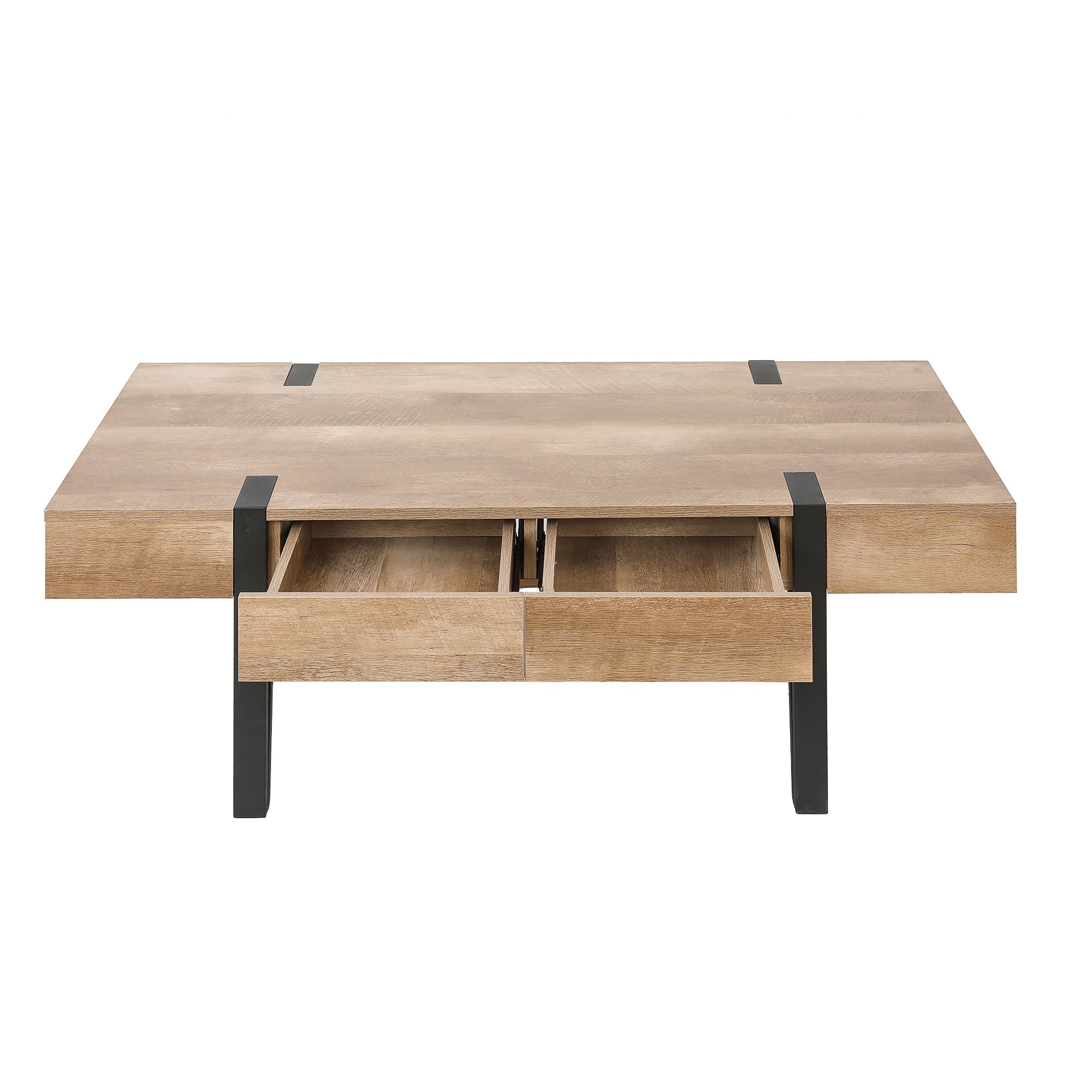 White Oak Wood Finish Coffee Table with Storage