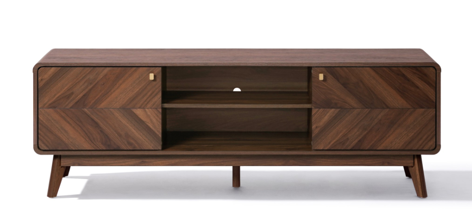 63" TV Console, Japandi-Inspired, Low-Height Design in Engineered Wood